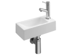 Lave-mains pour toilettes, suspendu et compacte, parfait pour les espaces restreints, Largeur 32 cm, Profondeur 15 cm, Hauteur 9 cm, résine minéral, Livraison 5-7 jours OFFERTE.